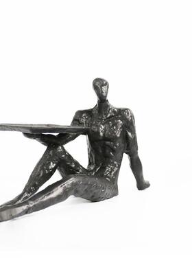 样板房间新中式摆件金属铸铁人物黑古铜色雕塑软装饰品后现代欧式