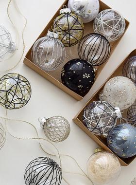 NUCHI跨境圣诞装饰8cm彩绘圣诞球圣诞树挂饰圣诞节装饰品小挂件