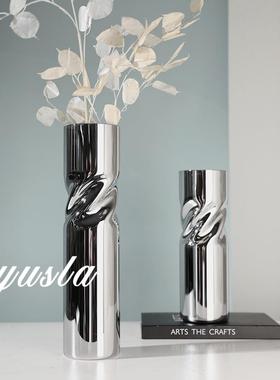 极简风客厅茶几插干花瓶售楼处玻璃餐厅桌面花器别墅摆件软装饰品