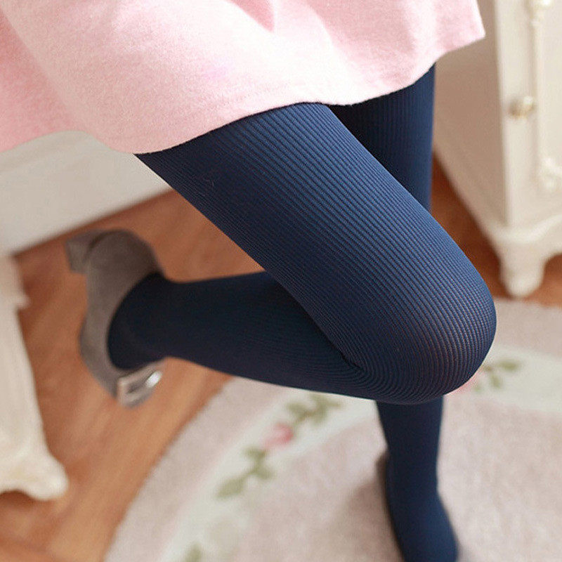 连裤袜女士大码春秋季天鹅绒120d竖条纹麻花提花白色日系打底