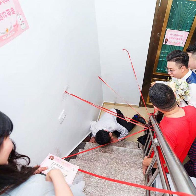 接亲游戏结婚堵门拦门道具创意搞笑红绳丝带婚庆用品大全喜庆婚礼