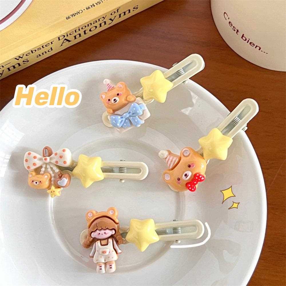 可爱卡通小熊星星发夹少女心甜美侧边刘海夹儿童碎发夹鸭嘴夹发饰