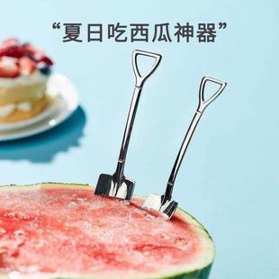 铁锹勺子创意可爱小勺子不锈钢家用吃饭西瓜铁铲勺甜品情侣网红勺