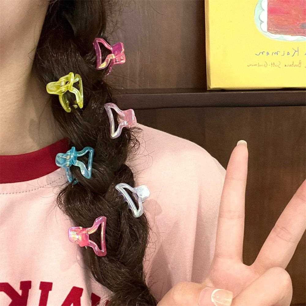 高颜值镭射渐变小号抓夹甜美少女心刘海夹碎发夹马尾装饰迷你抓夹