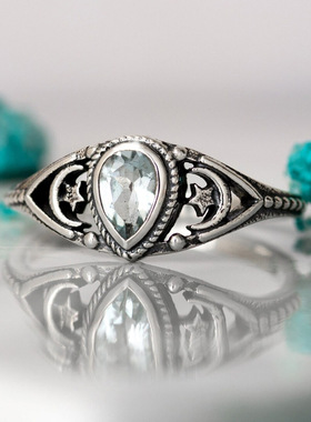 华杰跨境饰品时尚气质锆石指环星星月亮配件环形设计流行戒指直销