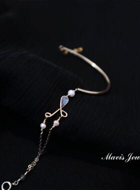 Mavis鲁伯特之泪 小众设计感轻奢手镯手链女14k包金情侣礼物饰品