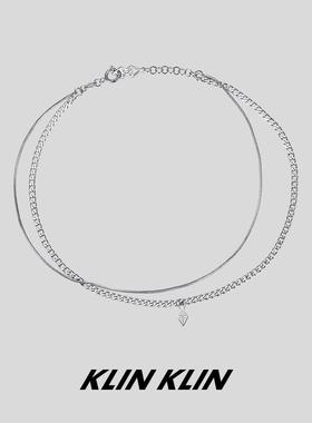KLINKLIN 原创双层菱形坠饰男女朋友项链叠戴小众设计情侣礼物
