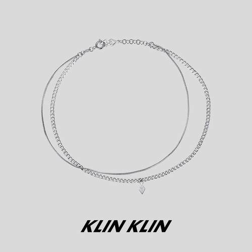 KLINKLIN 原创双层菱形坠饰男女朋友项链叠戴小众设计情侣礼物