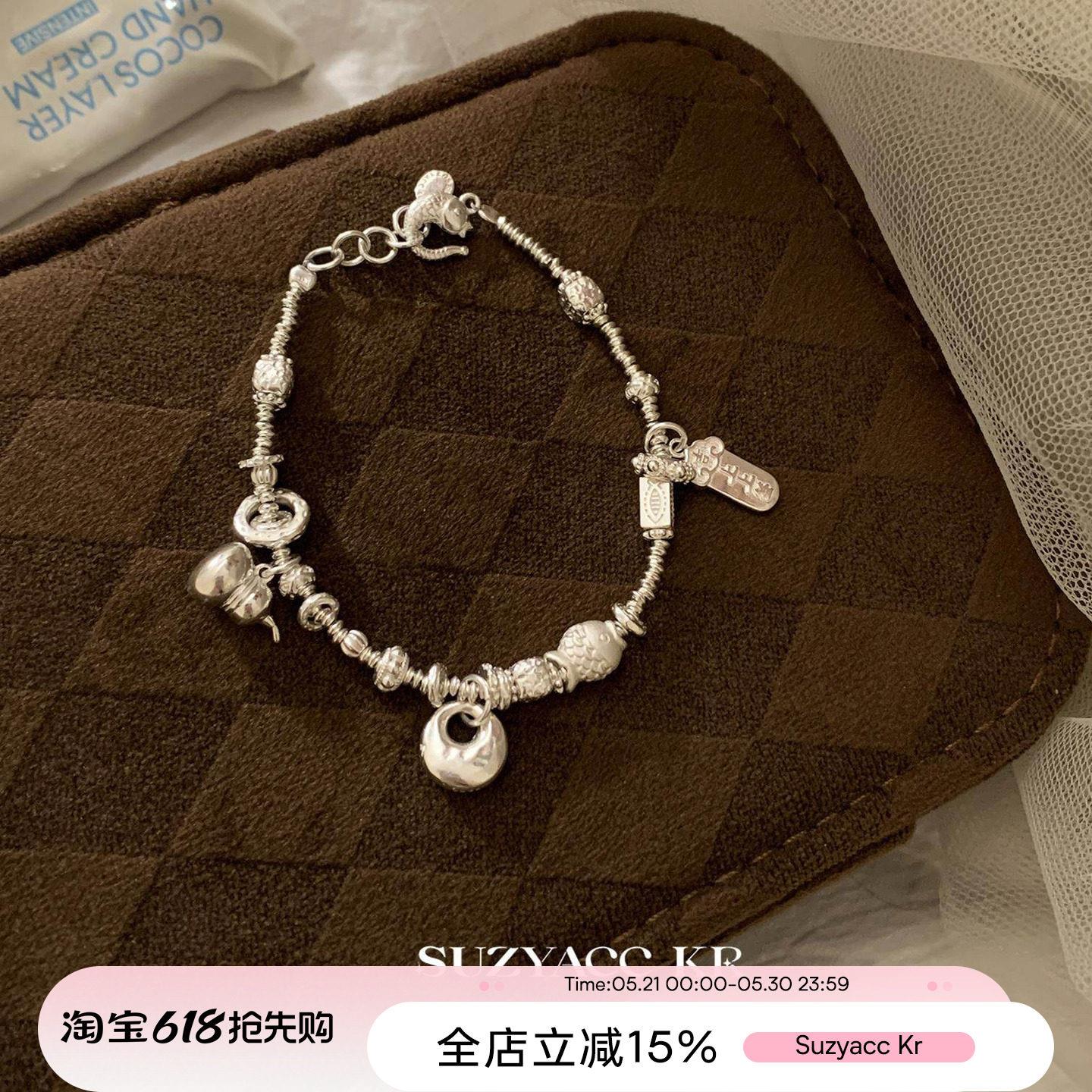 suzyacc kr纯银葫芦小胖福吊坠手錬小众设计感ins风手饰