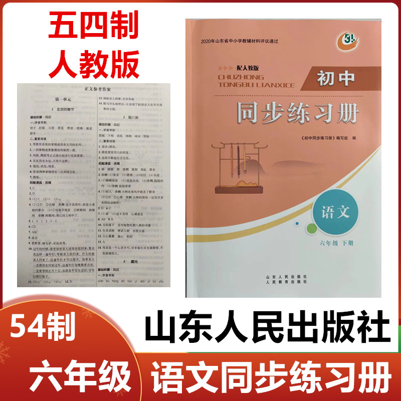 2024春五四制配人教版初中同步练习册语文六年级下册山东人民出版社54制初一6年级语文下册同步配套练习册