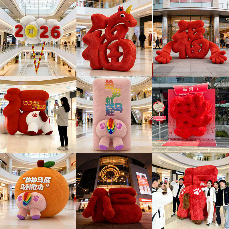 充气网红拍照云朵马年有福抱福字拍马屁卡通毛绒气模美陈道具,节庆用品/礼品,充气气模,淘宝优惠券,粉丝福利购,淘宝优惠卷