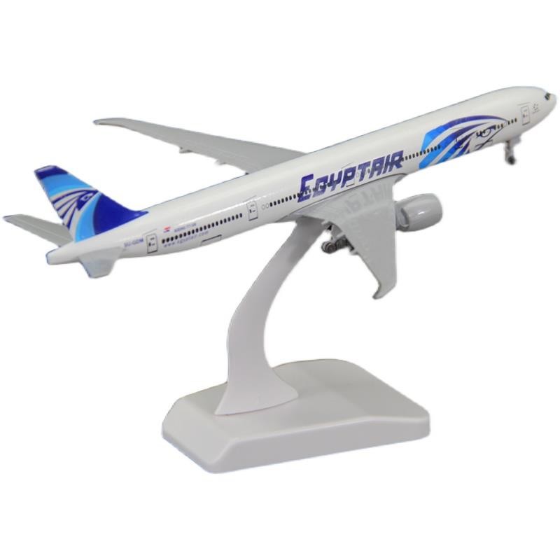 飞机模型波音B777-300ER埃及航空客机礼品摆件带轮1：400合金航模
