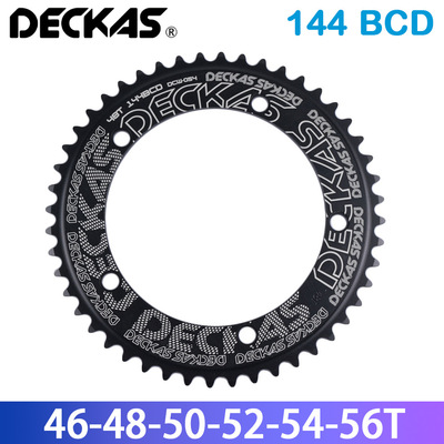 DECKAS 144BCD场地车非正负齿死飞曲柄用单盘牙盘片圆盘46-56T