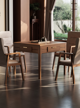 睿腾正品麻将机实木全自动麻将家用餐桌麻将桌一体两用新中式方桌