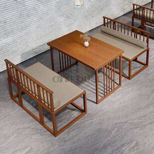 自主设计茶馆酒店商用新中式 寸和 卡座沙发餐饮饭店桌椅组合铁艺