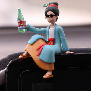 汽车内饰品中控台副驾驶装饰摆件李白李清照车门有趣的车载饰品