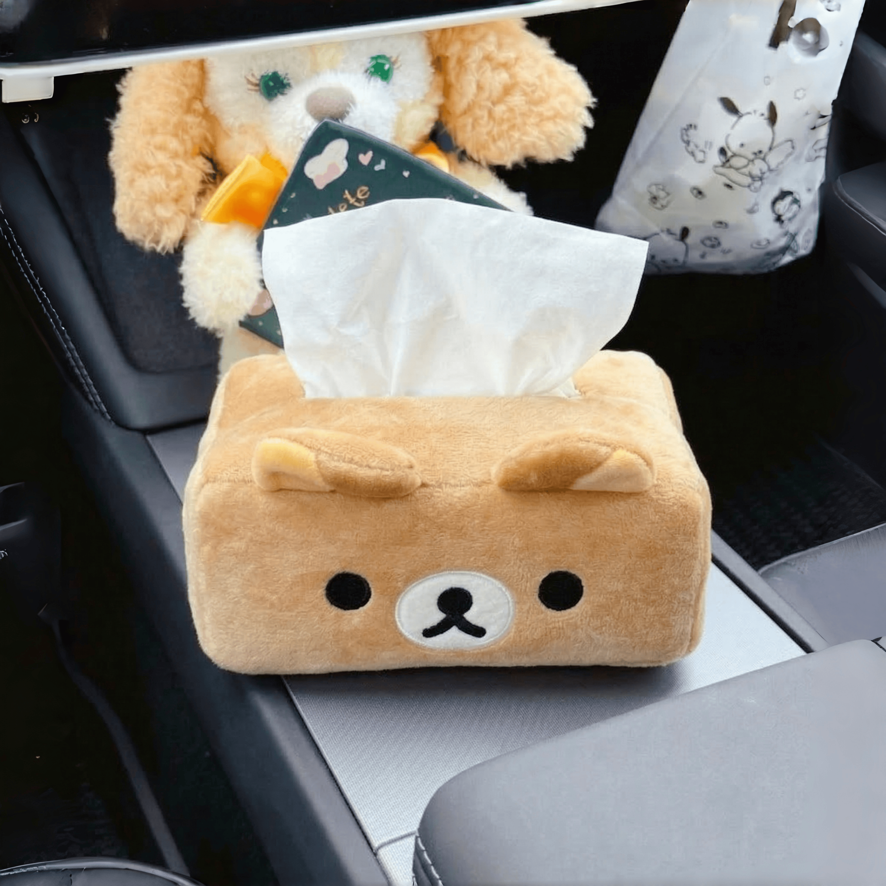 轻松熊纸巾盒抽纸盒车载抽纸收纳中控台纸巾袋女生可爱汽车装饰