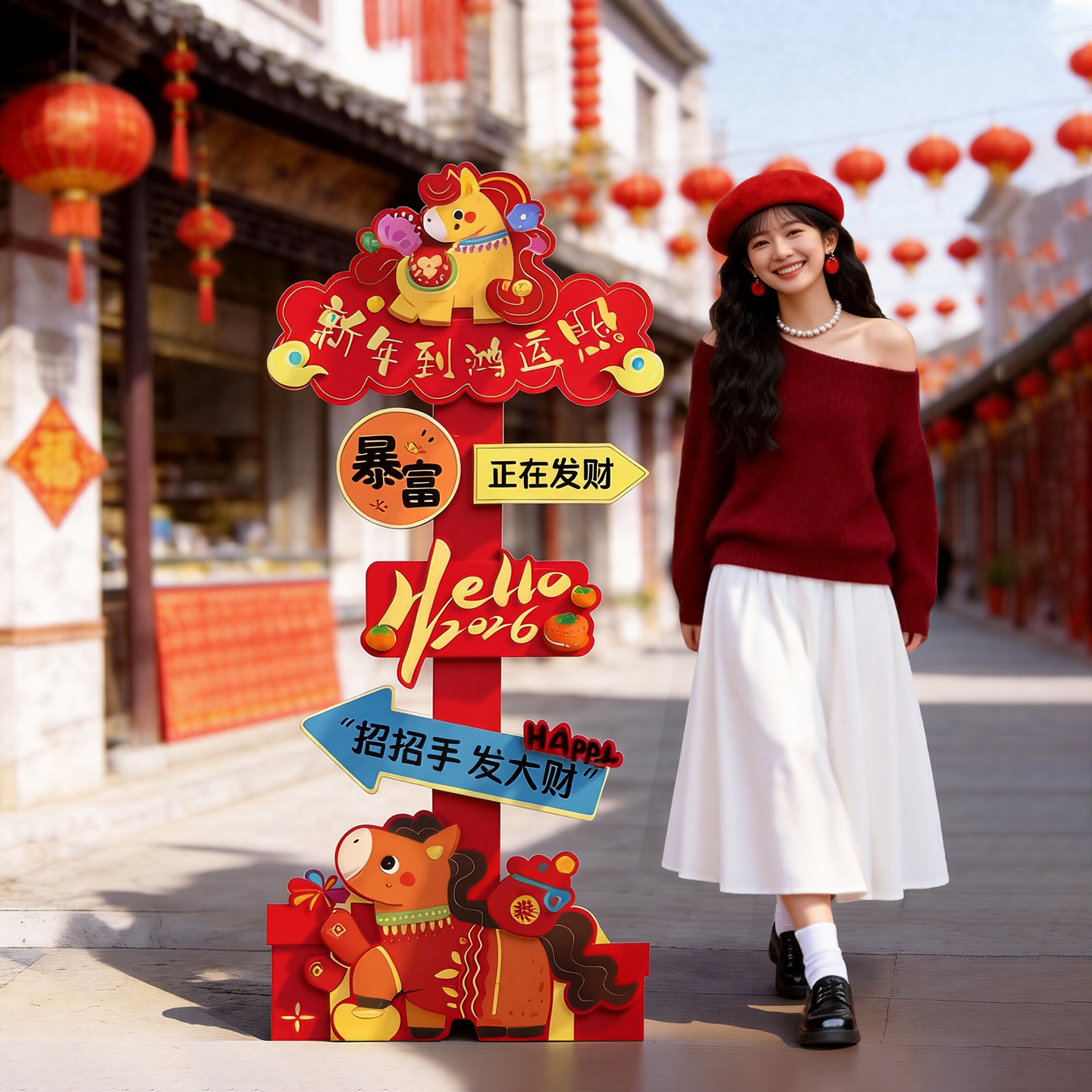 马年打卡拍照路引框展板场景布置装饰kt春节店铺橱窗地堆盒摆件,节庆用品/礼品,节日装扮用品,淘宝优惠券,粉丝福利购,淘宝优惠卷