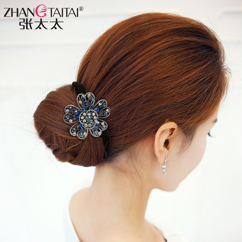 张太太发圈发绳头花水钻头饰品简约气质韩国扎头发橡皮筋绒布皮圈