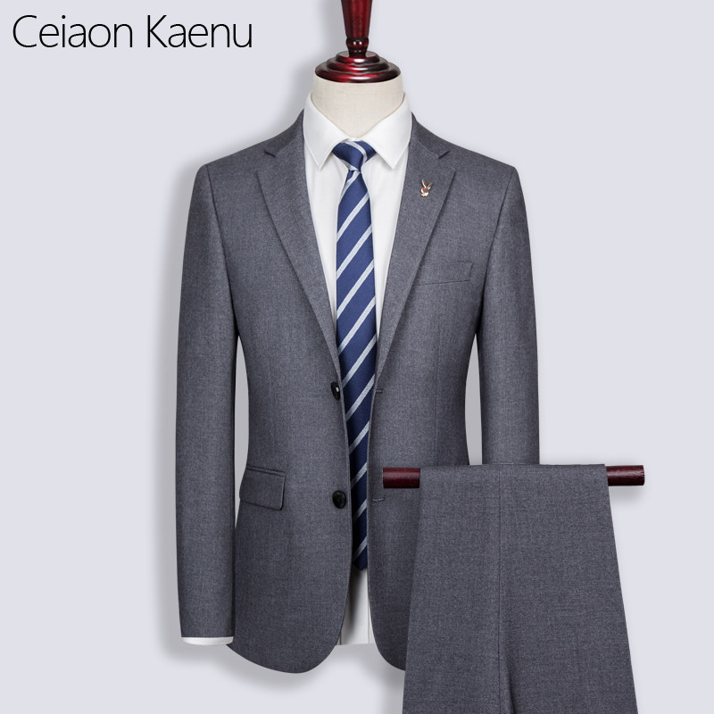 Ceiaon Kaenu灰色男士西装外套商务正装上衣休闲西服套装新郎结婚