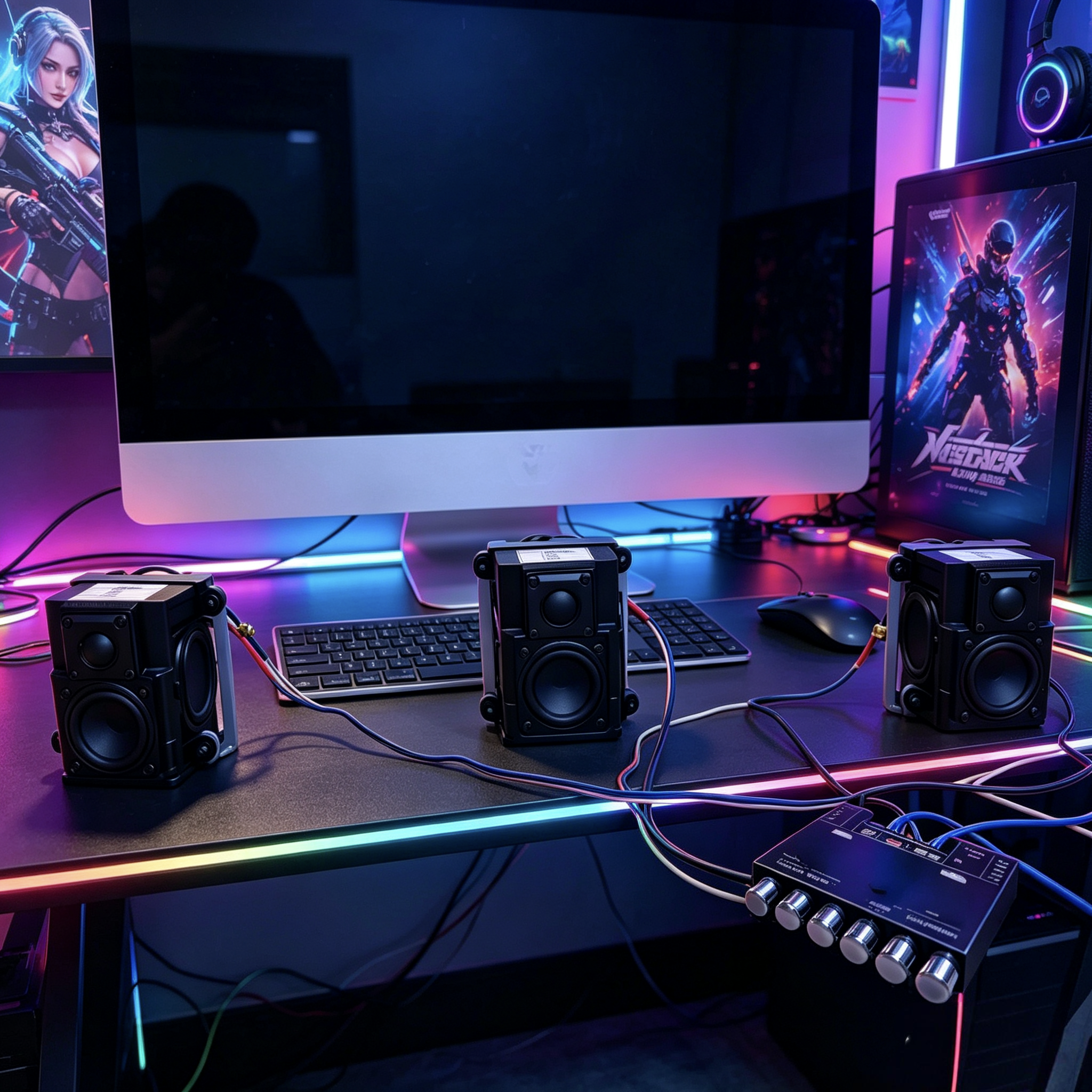 电脑桌面音响功放套装 5.0声道HiFi重低音家用台式机游戏蓝牙