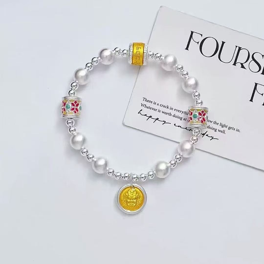 999足银珐琅转运珠黄财神手链女士款新中式国风多宝手串礼物,饰品/流行首饰/时尚饰品新,多宝手串,淘宝优惠券,粉丝福利购,淘宝优惠卷