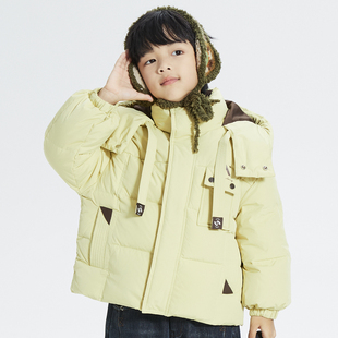 多多一上深冬男小童连帽90绒羽绒服冬款 男孩加厚保暖外套
