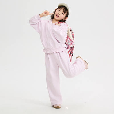 多多一上女小童春款针织上衣+可调节收脚裤上下2件套装100-140码