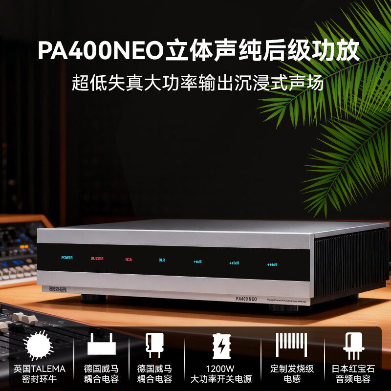 伟良音响BRZHIF大功率超低失真数字功放机PA400 NEO立体声纯后级