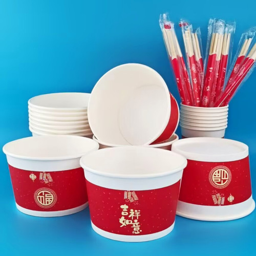 加厚家用一次性红色纸碗