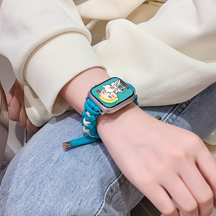 3代42智能46运动42mmeSIM女款 腕带新款 腕带配件非原装 2代蓝牙手工编织款 适用OPPOWatch4pro手表表带Watch2