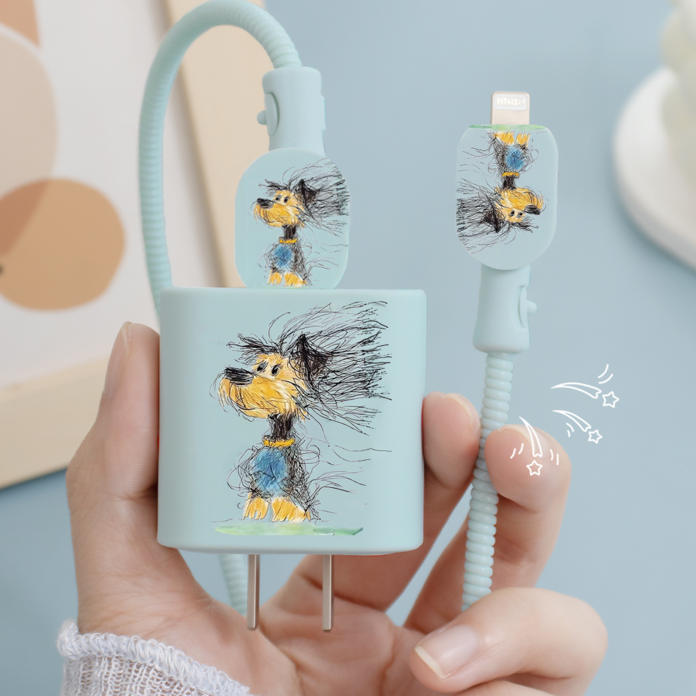 充电器数据线保护套印花硅胶新款