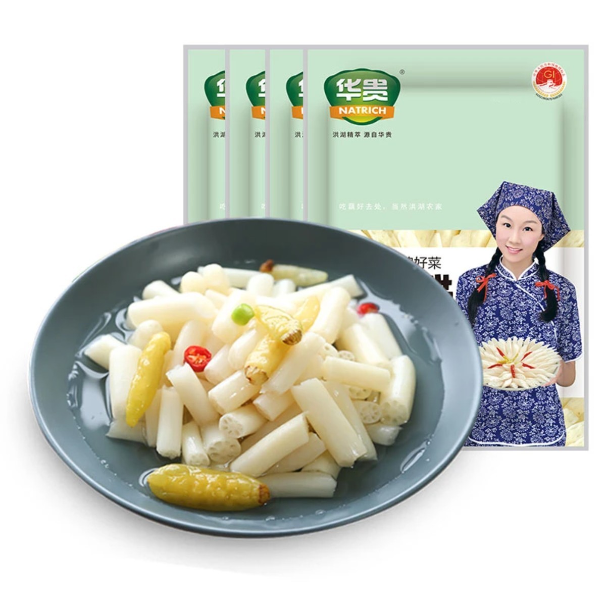 华贵洪湖泡藕带 400g 多袋组合酸辣脆爽泡椒藕尖饭店商用开胃小菜