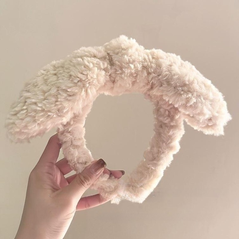 毛绒兔耳朵发箍可爱洗脸头箍百搭毛绒外出头饰发卡甜美减龄旅行女