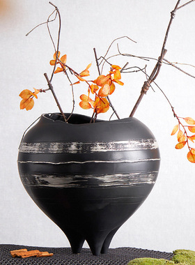 新中式黑色大肚花瓶客厅