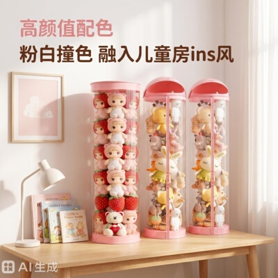 娃娃收纳桶透明拉链款毛绒玩具收纳神器高颜值儿童玩偶公仔收纳筐