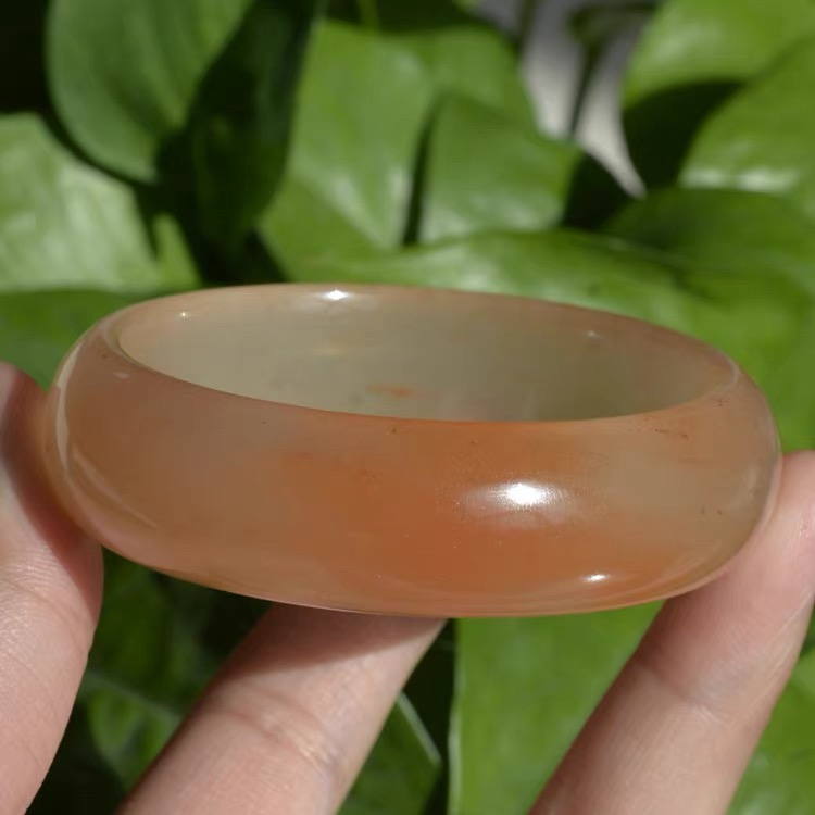 新疆彩玉天然金丝玉手镯宝石光料粉红色手镯戈壁玉