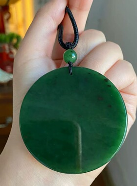 现货/天然和田玉老坑碧玉素牌无事圆牌吊坠  总重约35.43g