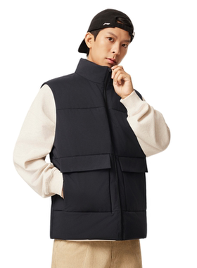 李宁羽绒马甲2025年冬季新款男子鸭绒防泼水时尚羽绒马甲AMRV047