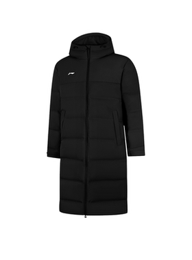 李宁男子长款羽绒服2025年冬季新款荣耀鸭绒保暖连帽外套AYMV659