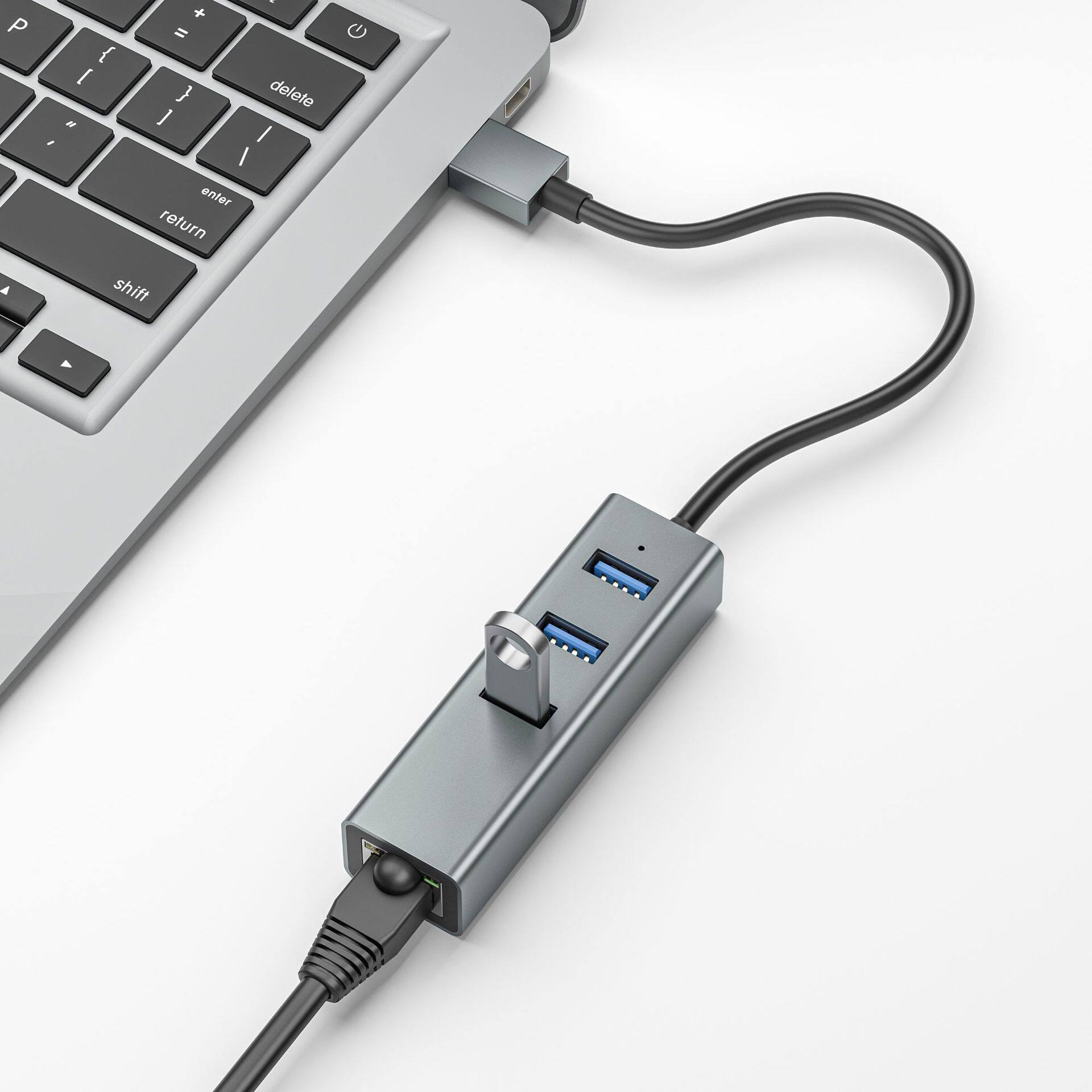 usb hub千兆网卡扩展坞type-c网线转换器3.0有线外置以太网分线器
