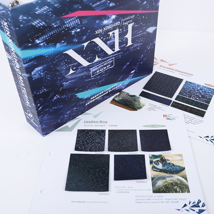 广东面料皮革色板样品色卡 超纤TPU鞋材样本册产品展示样品色卡