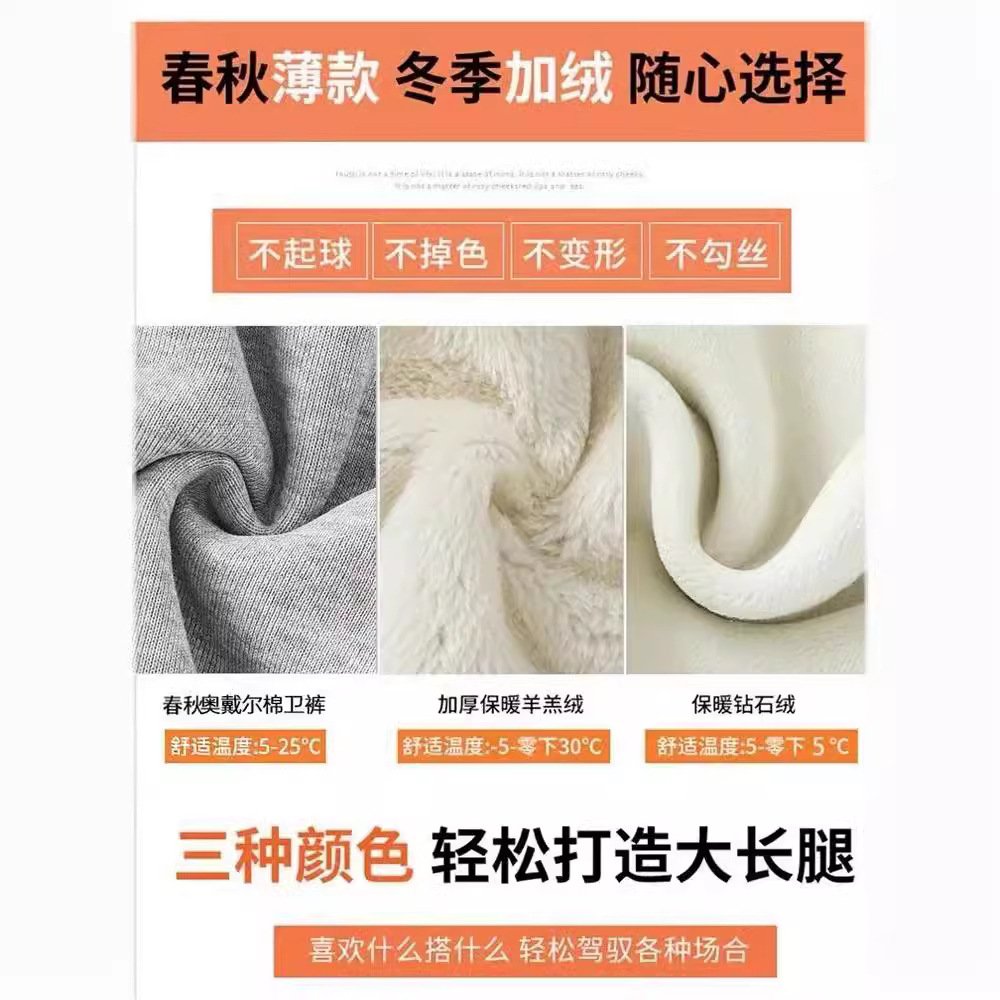 2026秋冬新款灰色加绒束腰运动裤女羊羔绒休闲宽松加厚女士卫裤