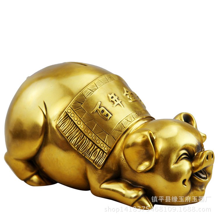 铜十二生肖百年金猪摆件储钱罐福猪创意家居装饰铜器金属工艺品