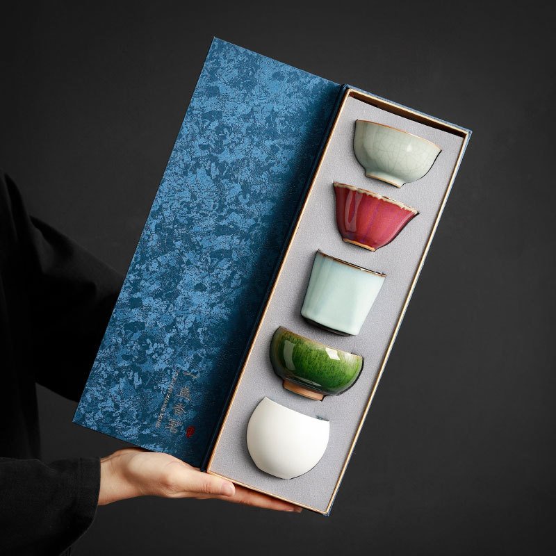 五大名窑茶具套装功夫茶杯陶瓷主人杯高档茶盏茶碗故宫创意伴手礼