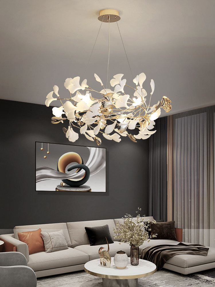 客厅吊灯后现代设计师银杏树叶灯轻奢餐厅灯酒店大堂艺术装饰灯具