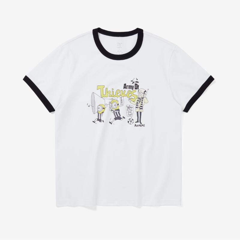 KICKGAG踢踢搞搞 小黑子系列黑白军团 夏季新款短袖足球t恤