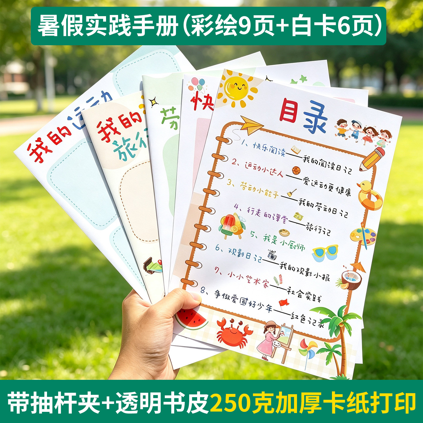 彩绘暑假实践手册+透明抽干夹