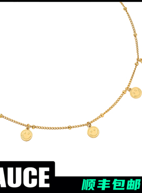 金芒笑脸锁骨链 小众ins原创设计潮流百搭