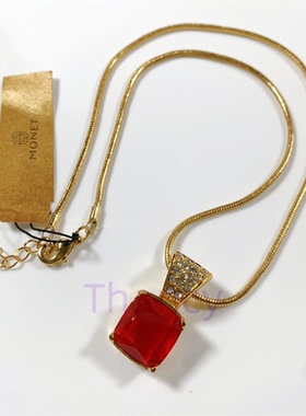 红色玻璃水晶MONET短款项链